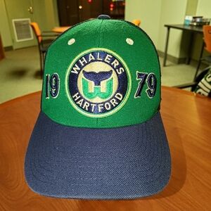 Old Vtg Hockey NHL Hartford Whalers Trucker Mesh Snapback Green Blue Hat Cap